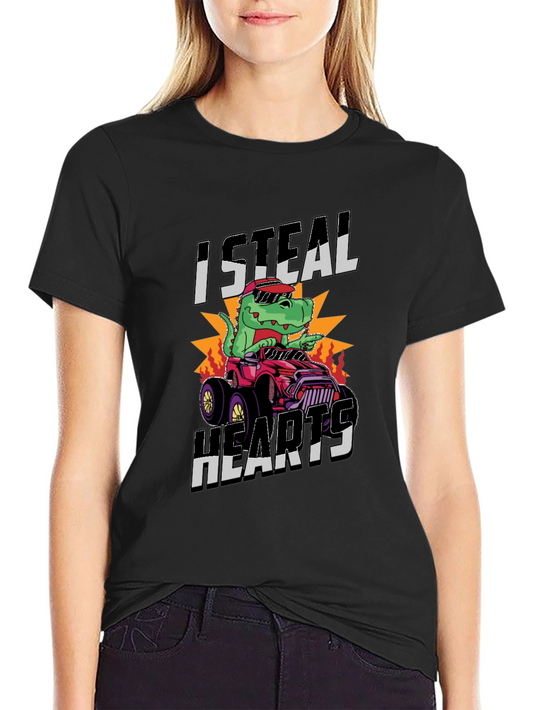 I Steal Hearts Dinosaur Monster Truck Graphic Tee