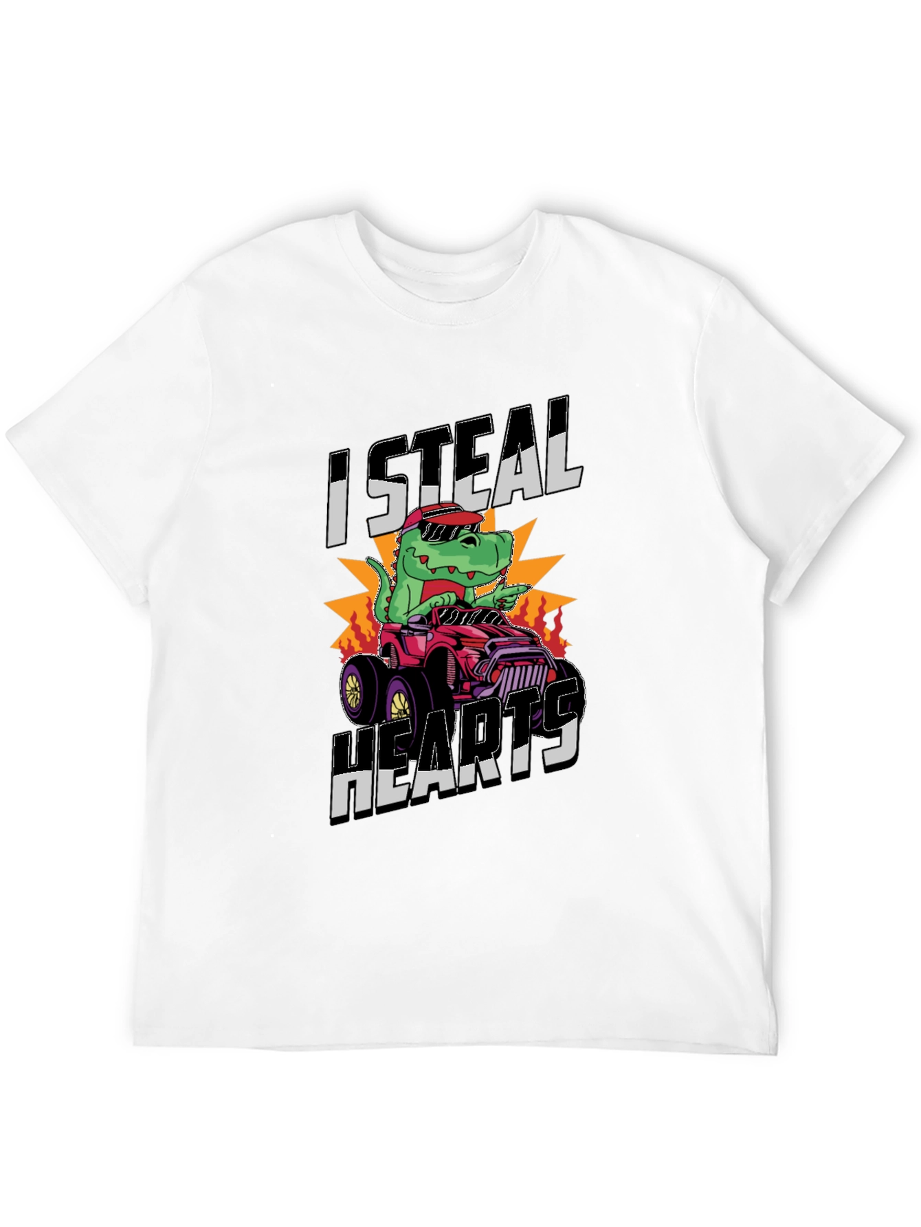 I Steal Hearts Dinosaur Monster Truck Graphic Tee