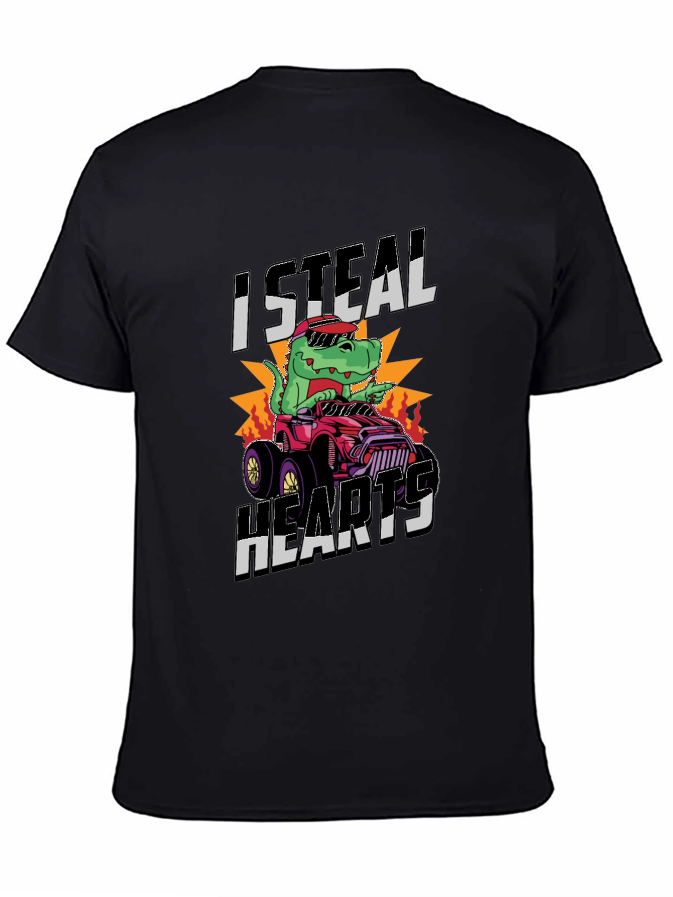 I Steal Hearts Dinosaur Monster Truck Graphic Tee