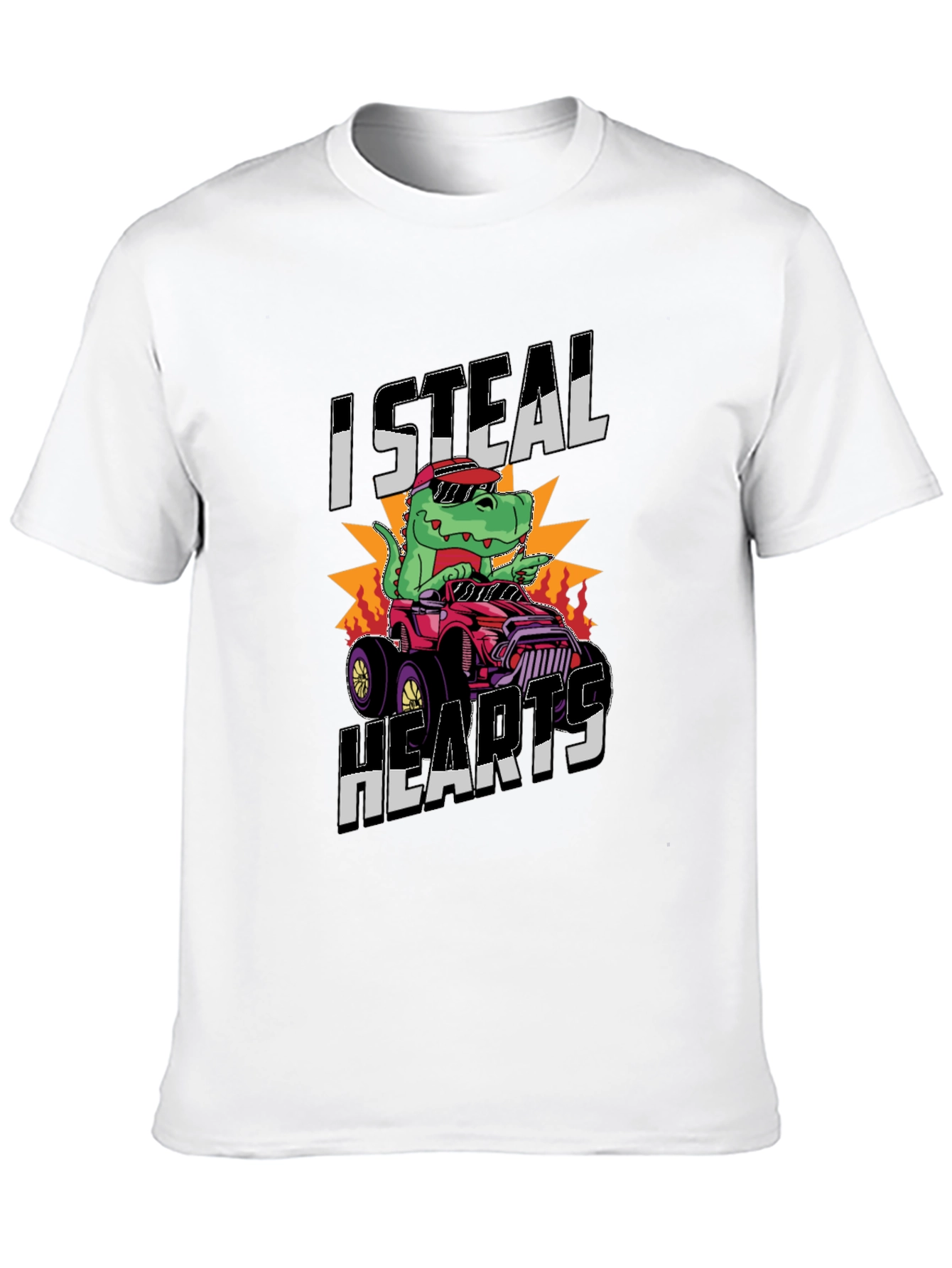 I Steal Hearts Dinosaur Monster Truck Graphic Tee