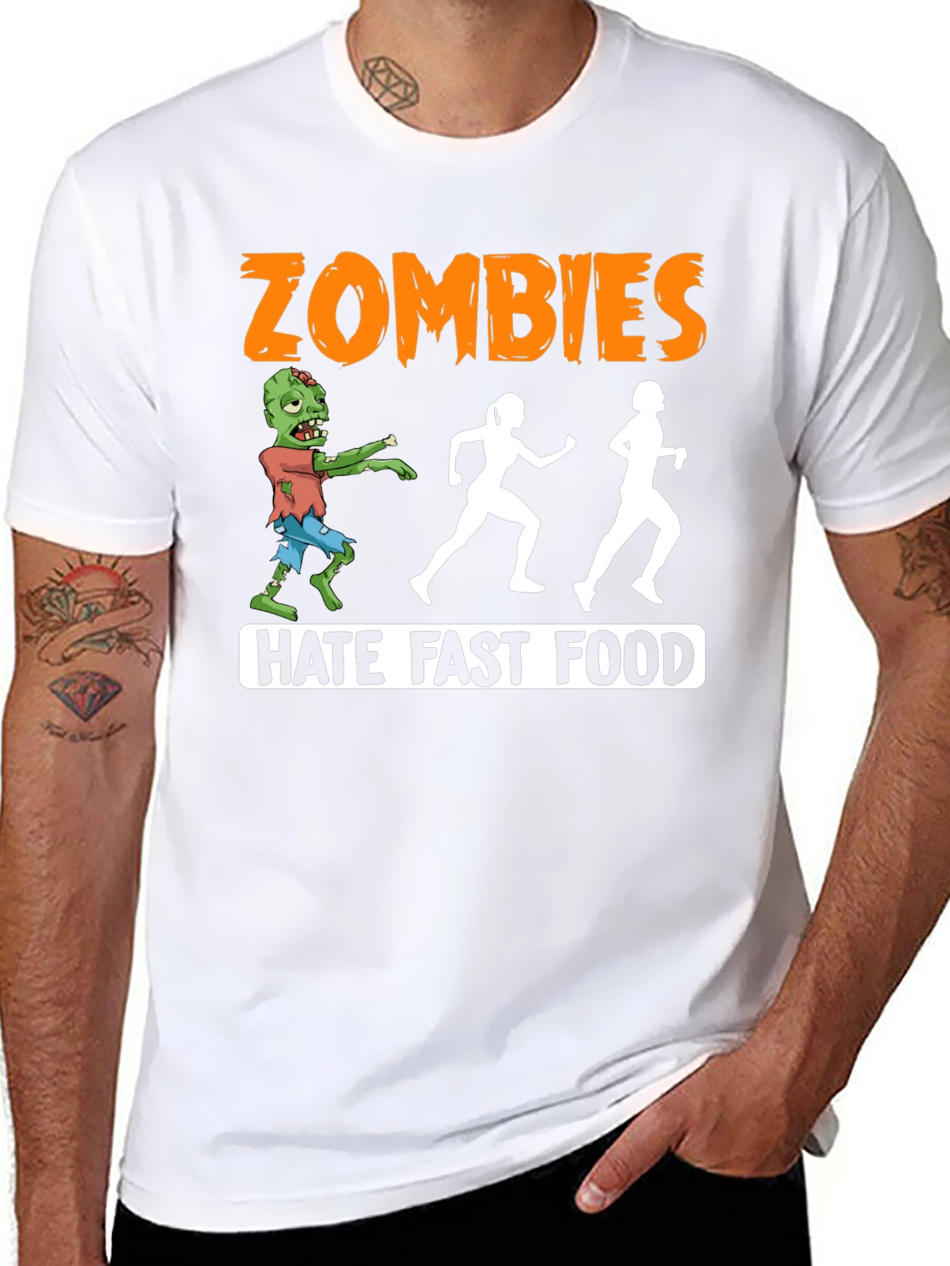 Zombies Hate Fast Food Graphic T-Shirt