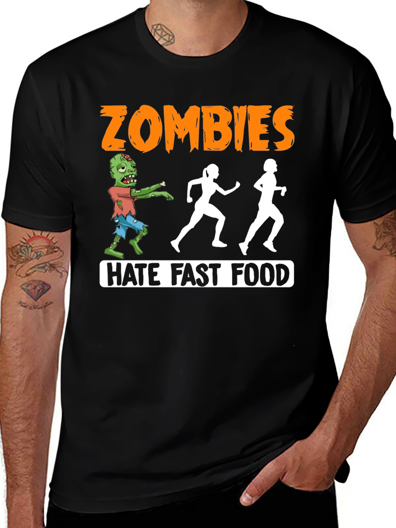 Zombies Hate Fast Food Graphic T-Shirt