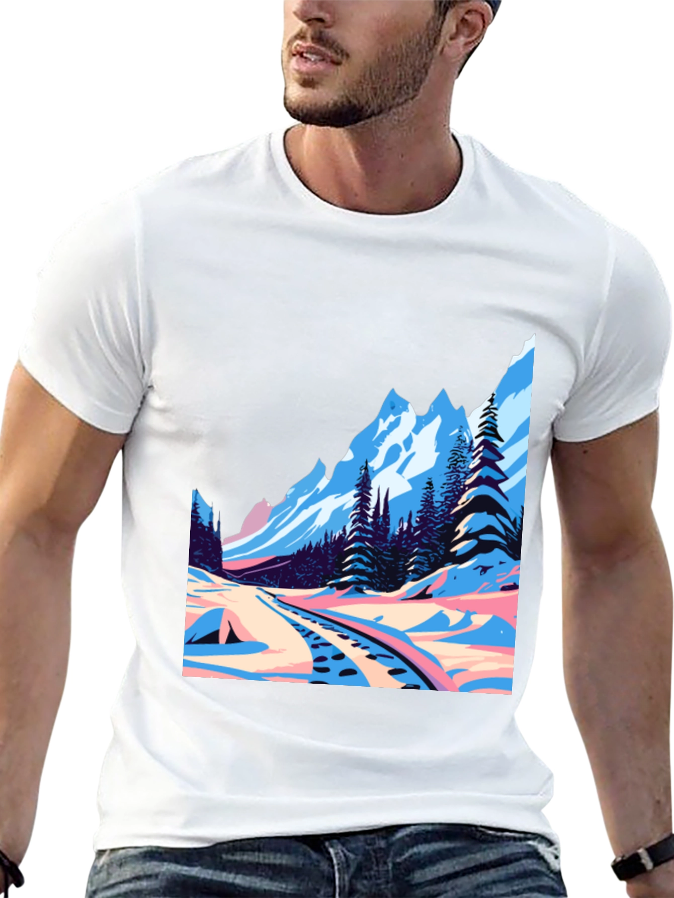 Retro Winter Landscape Graphic Tee