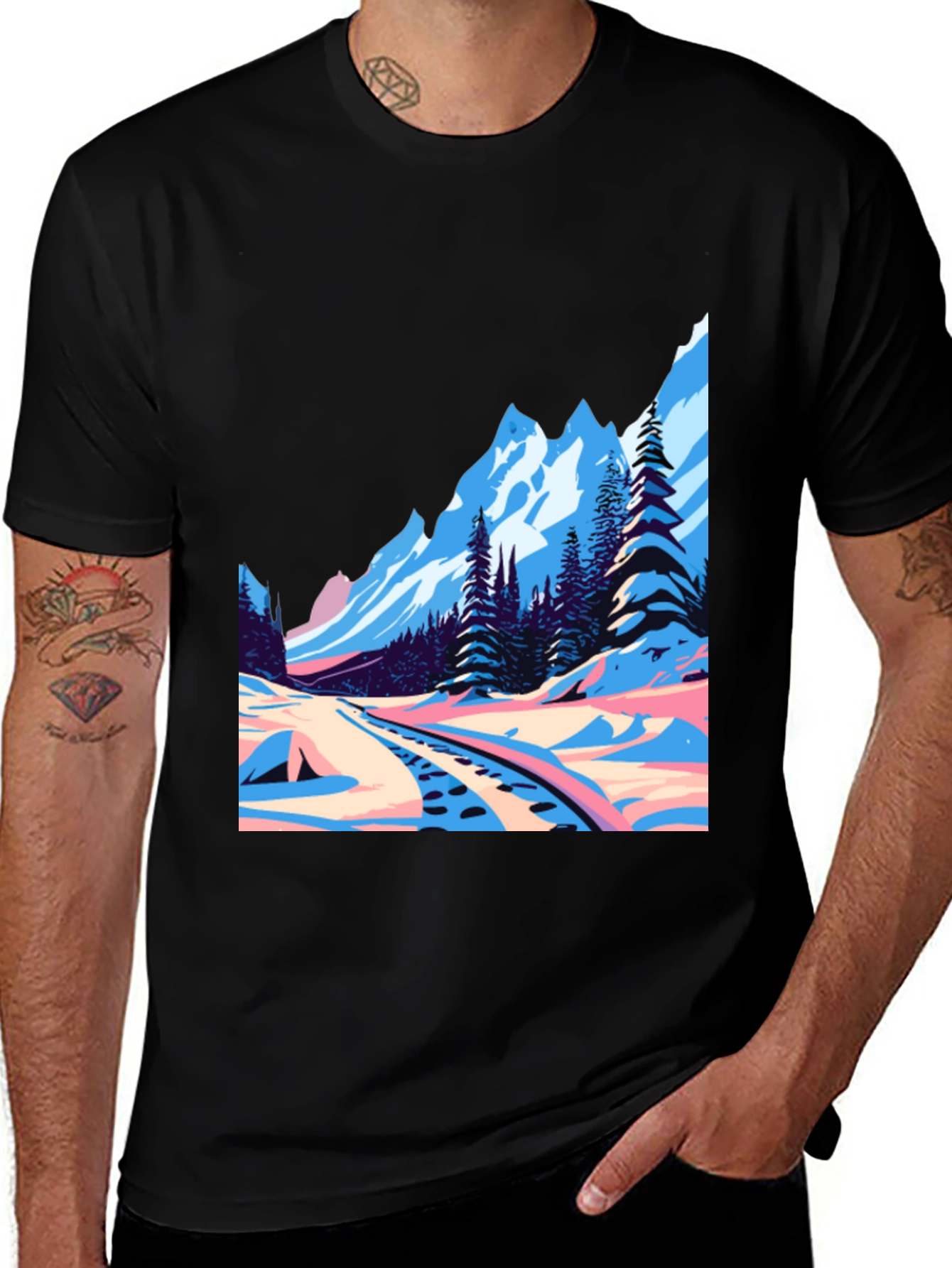 Retro Winter Landscape Graphic Tee