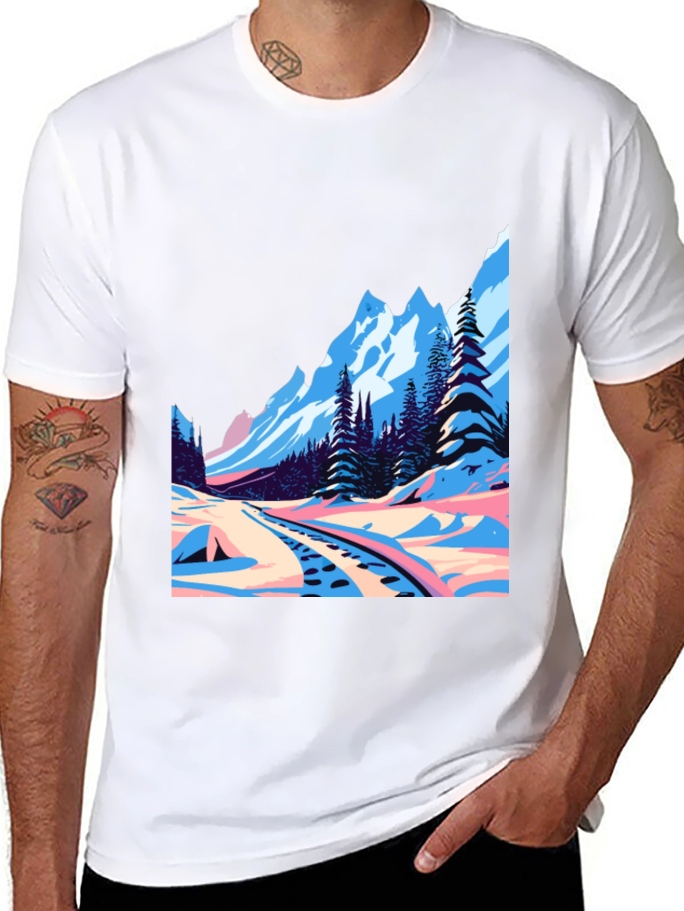 Retro Winter Landscape Graphic Tee
