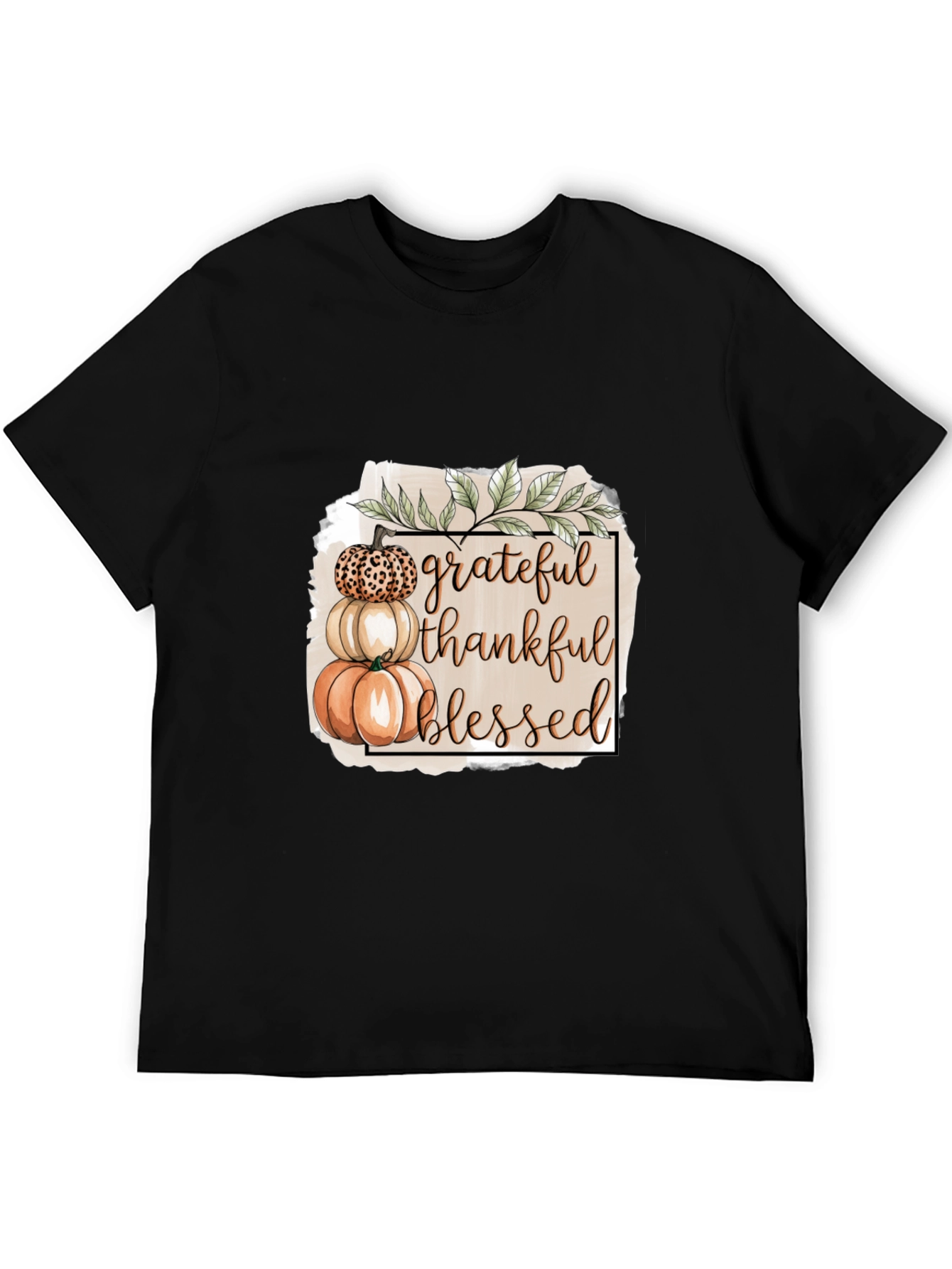 Grateful Thankful Blessed Pumpkin Stack T-Shirt