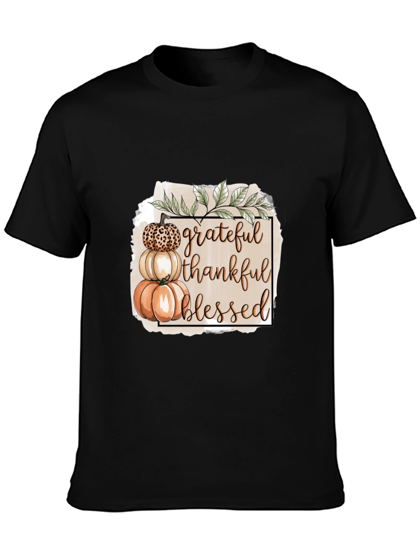 Grateful Thankful Blessed Pumpkin Stack T-Shirt