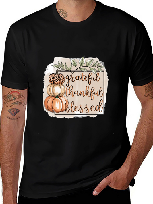 Grateful Thankful Blessed Pumpkin Stack T-Shirt