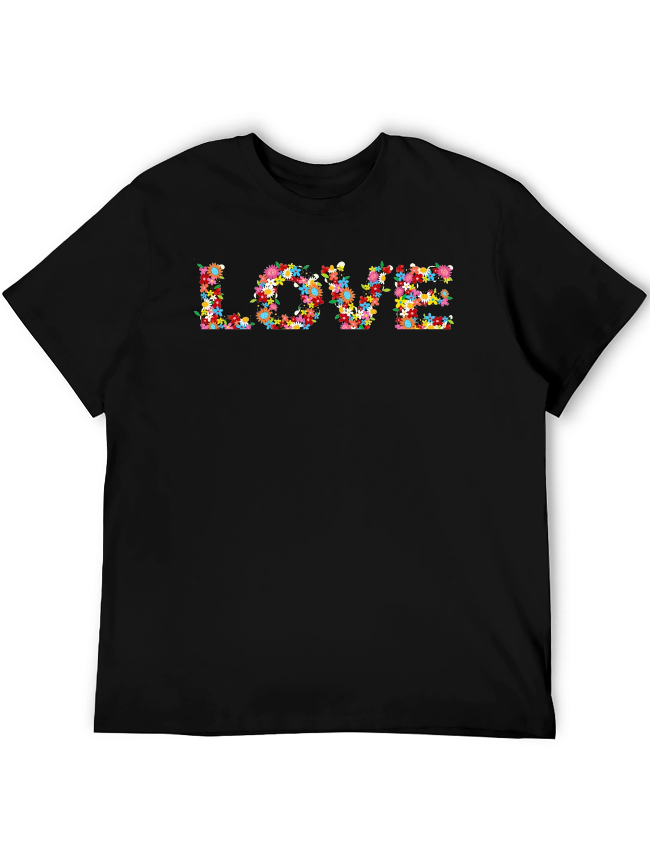 Floral LOVE Graphic Black T-Shirt