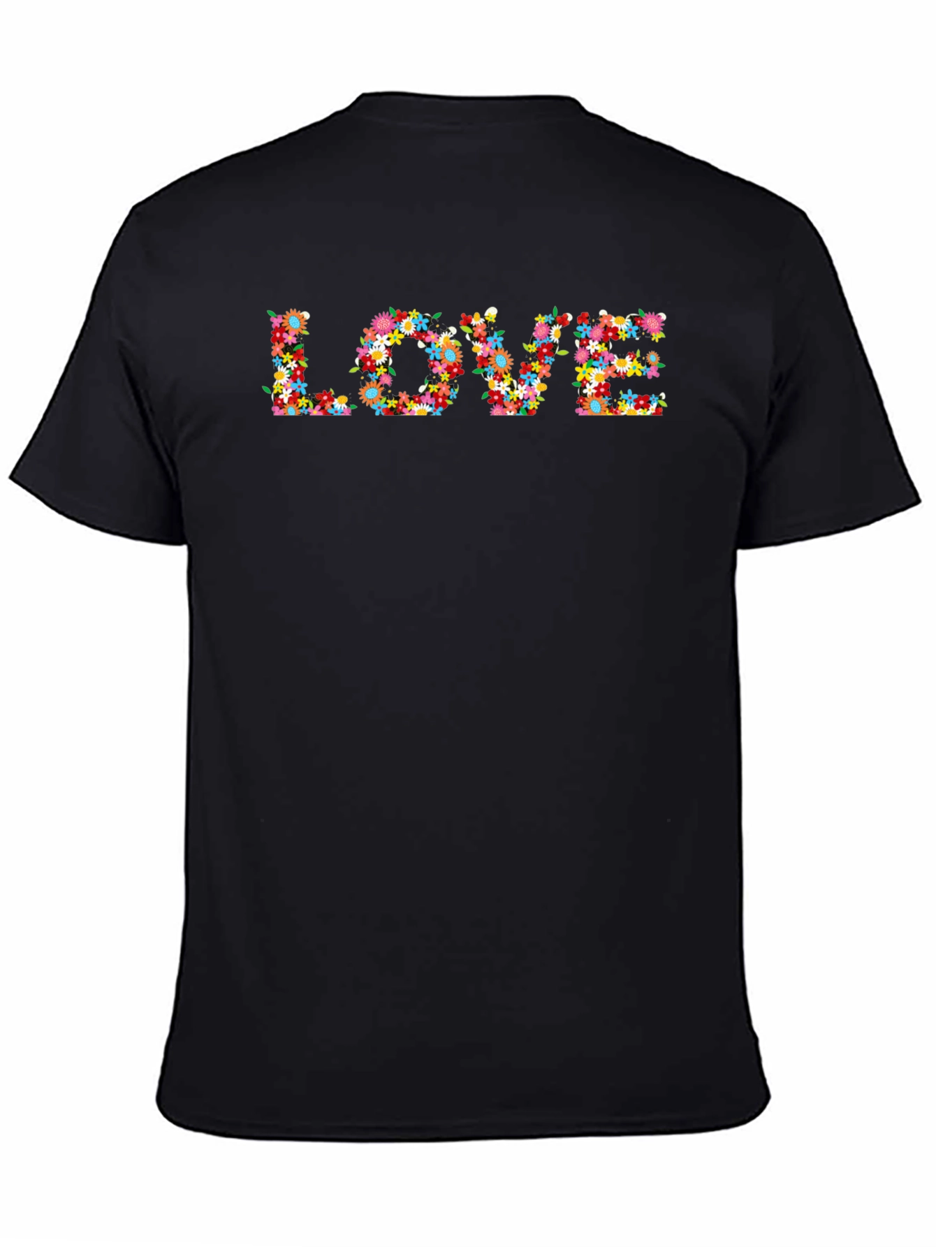 Floral LOVE Graphic Black T-Shirt