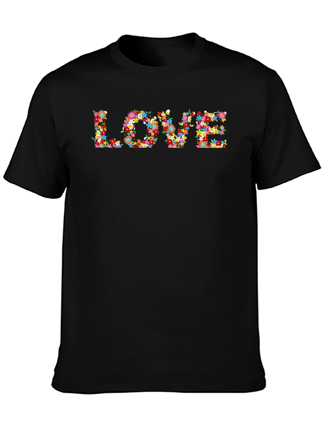 Floral LOVE Graphic Black T-Shirt