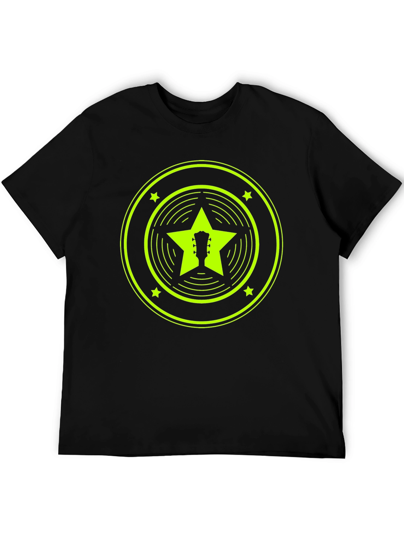 Retro Guitar Star Graphic Tee - Black