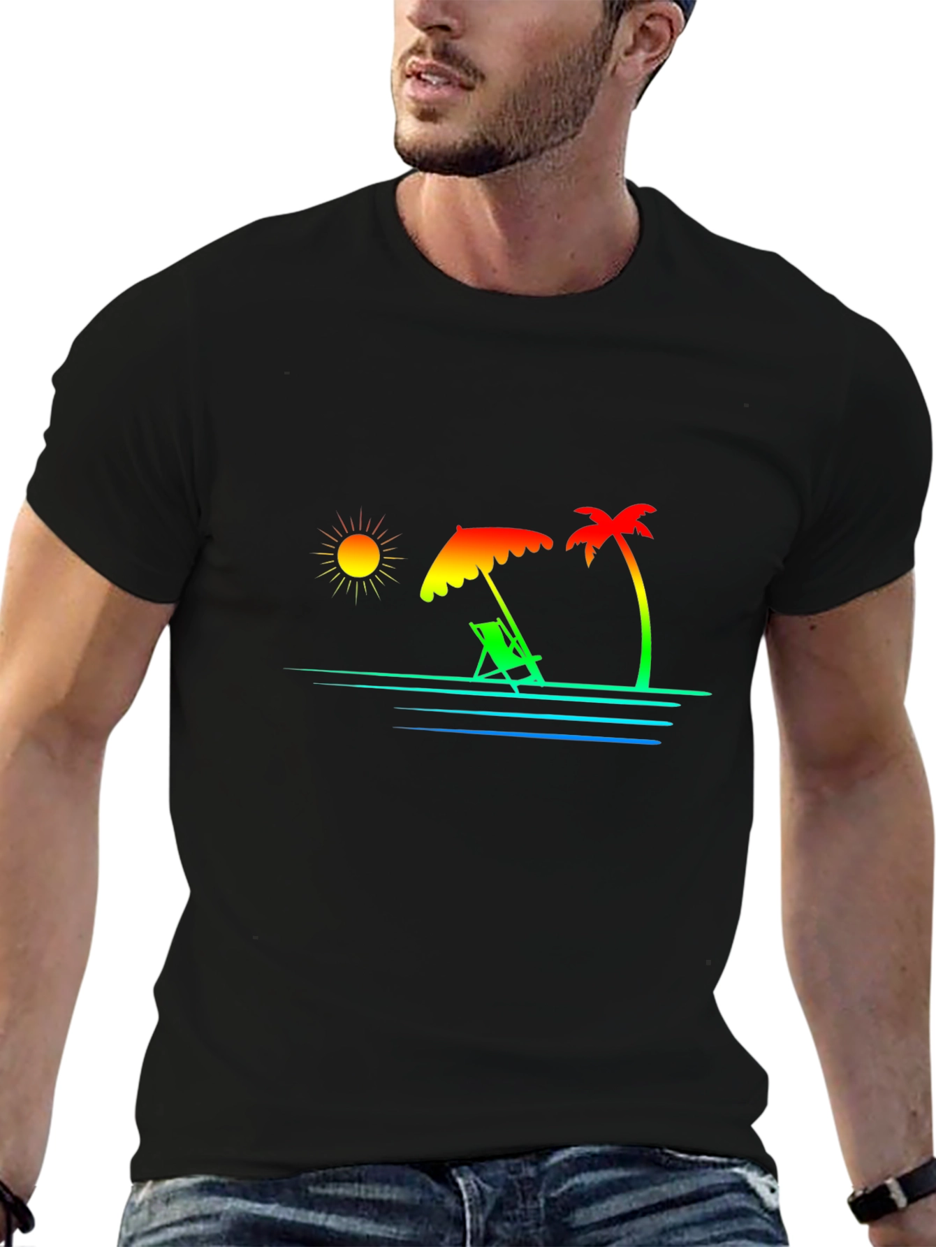 Tropical Beach Graphic Tee - Vacation Vibes