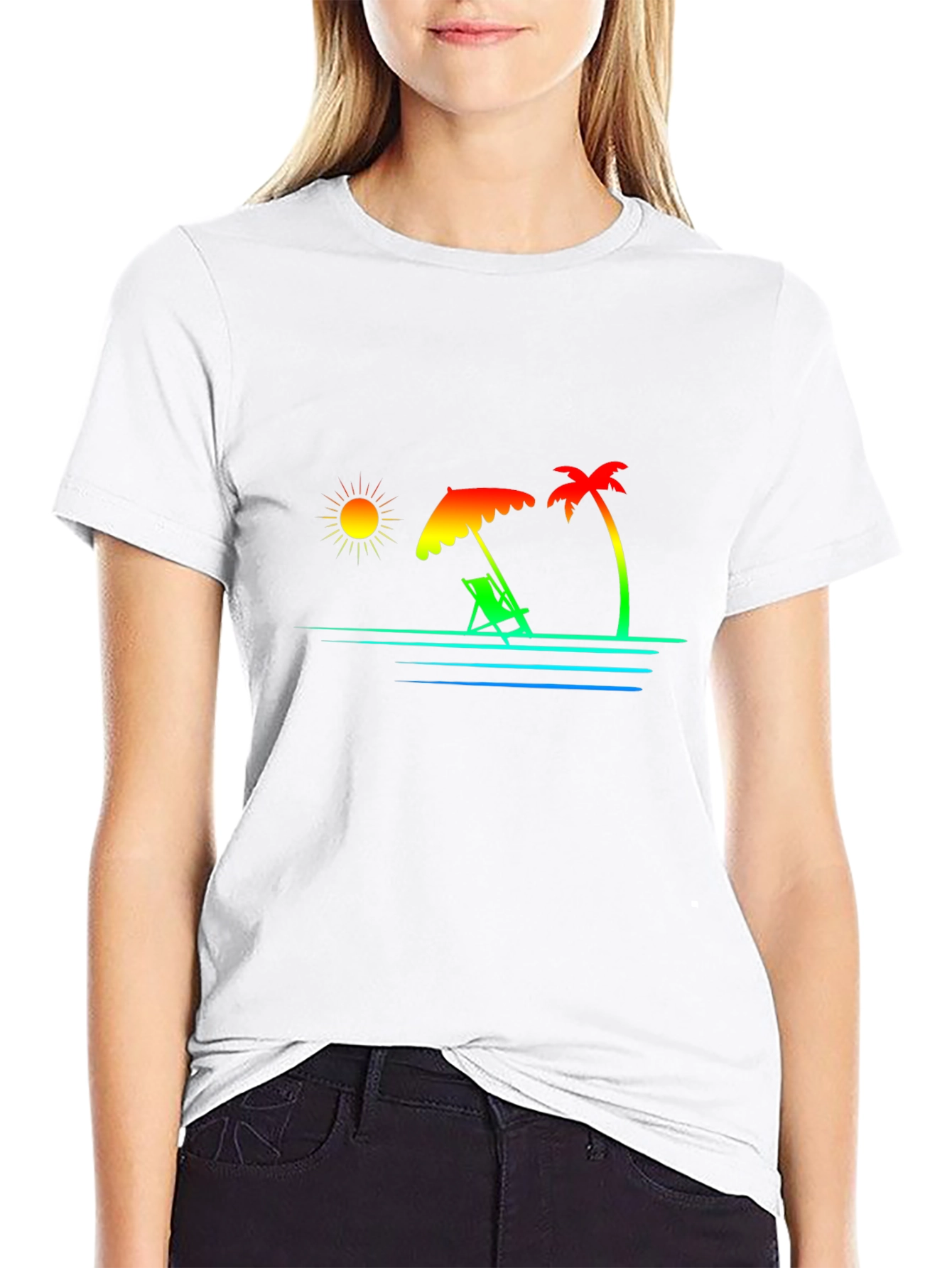 Tropical Beach Graphic Tee - Vacation Vibes