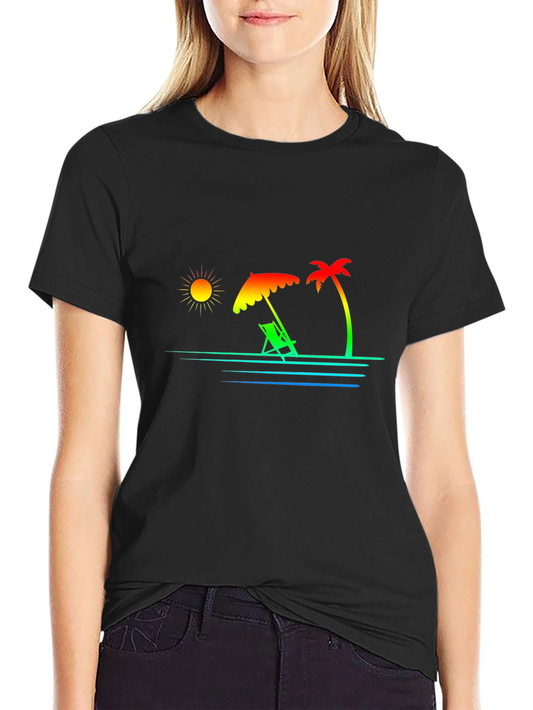 Tropical Beach Graphic Tee - Vacation Vibes