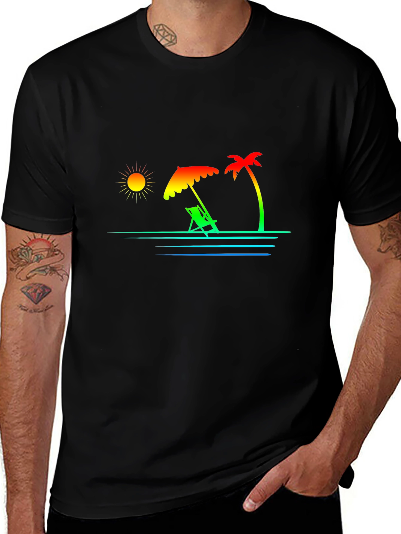 Tropical Beach Graphic Tee - Vacation Vibes