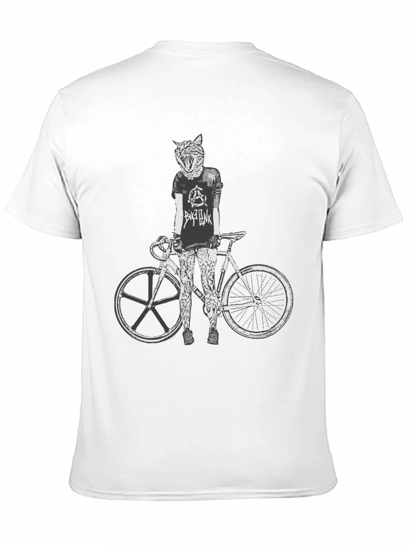 Cat Biker Graphic Tee - Stylish Mens Black T-Shirt