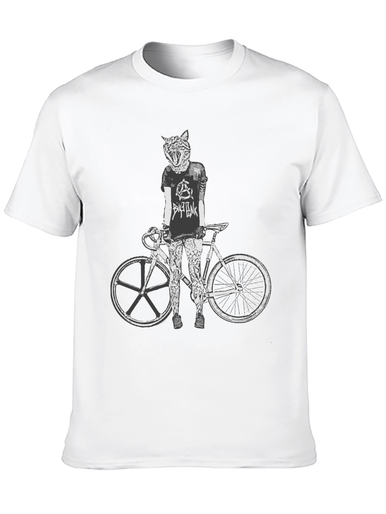 Cat Biker Graphic Tee - Stylish Mens Black T-Shirt