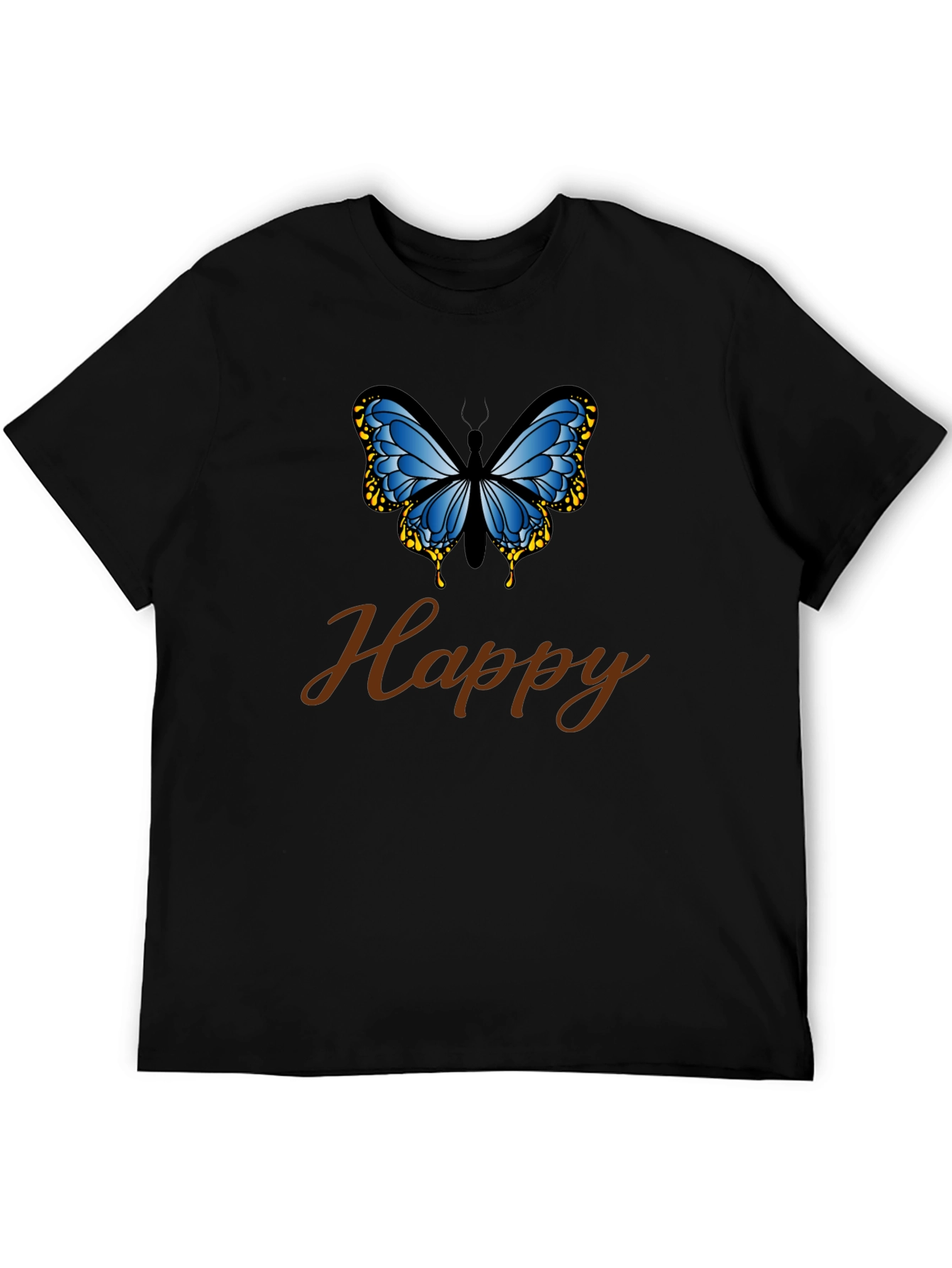 Happy Butterfly Black T-Shirt