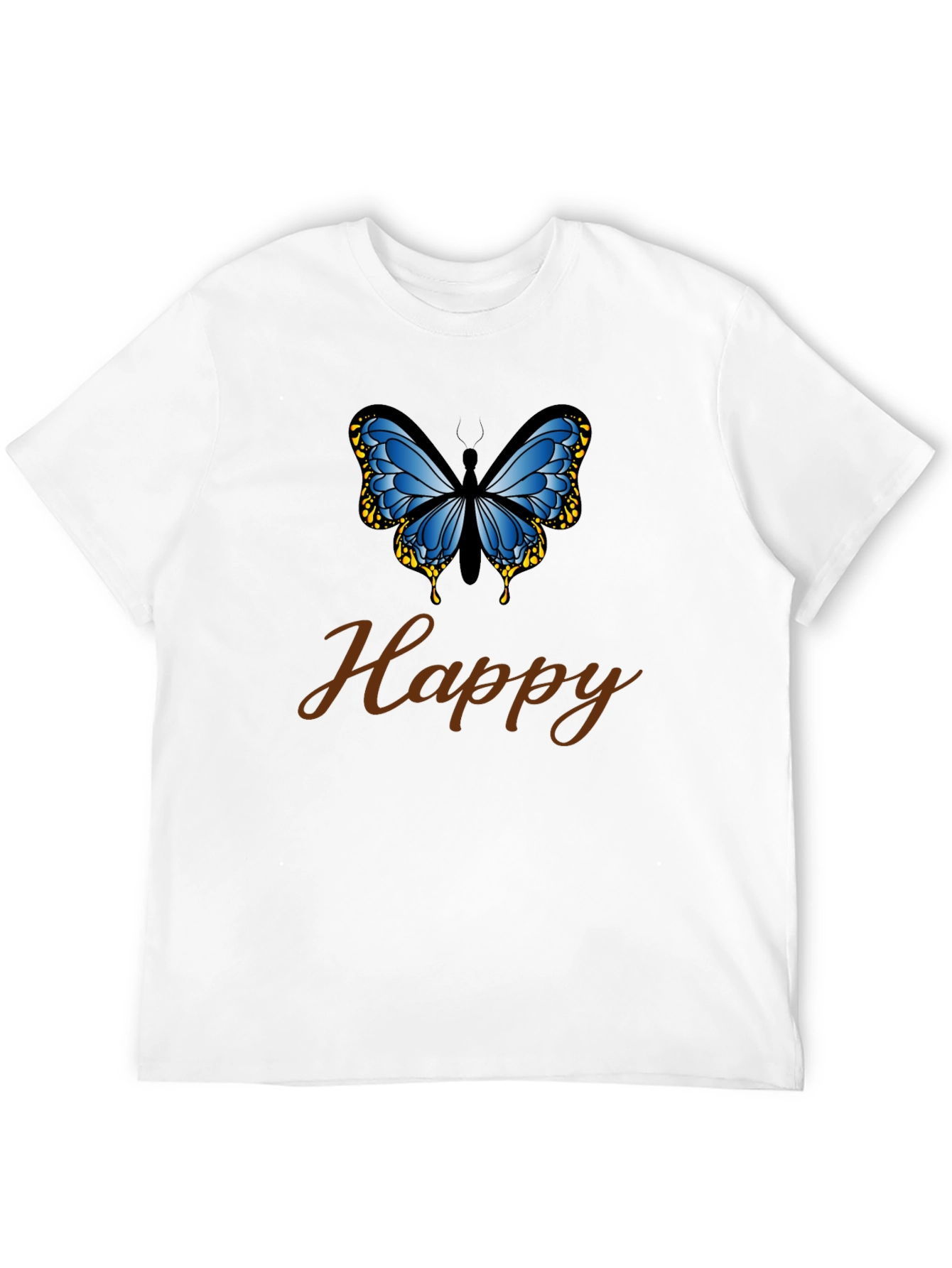 Happy Butterfly Black T-Shirt