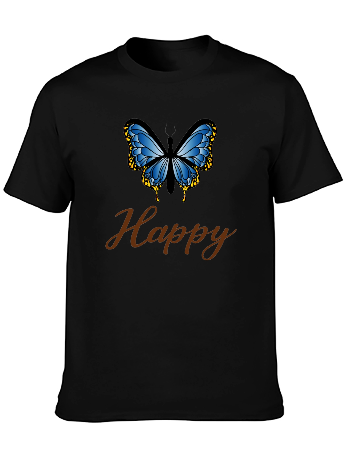 Happy Butterfly Black T-Shirt