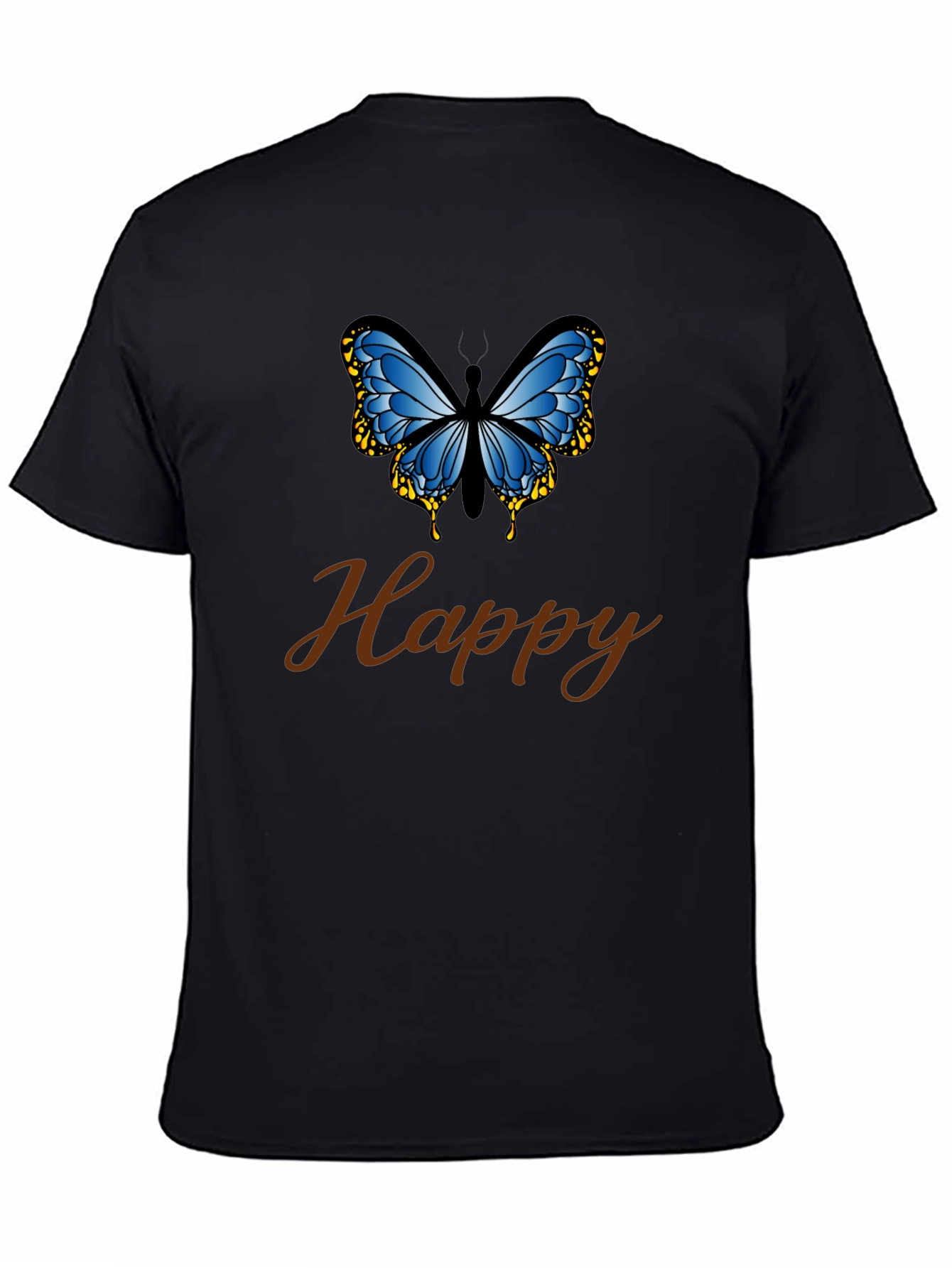 Happy Butterfly Black T-Shirt