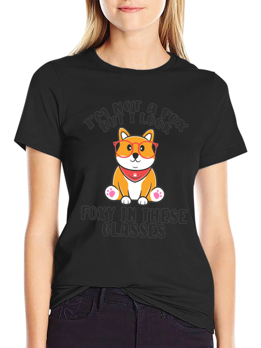 Funny Dog T-Shirt - Not a Fox Foxy in Glasses