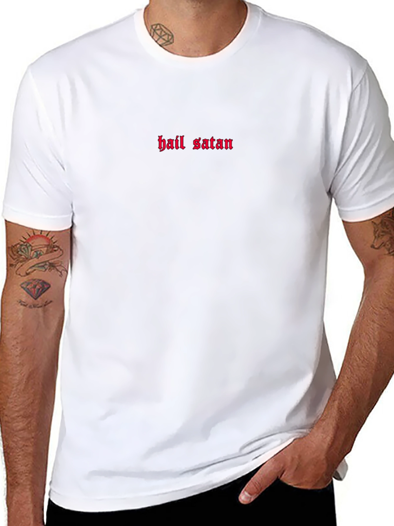Hail Satan Graphic Tee - Black Crew Neck
