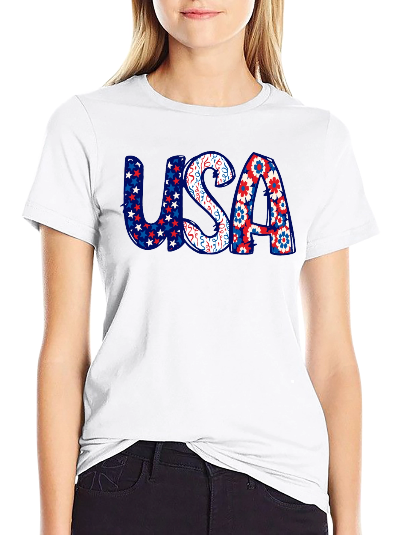 USA Patriotic Print Graphic T-Shirt