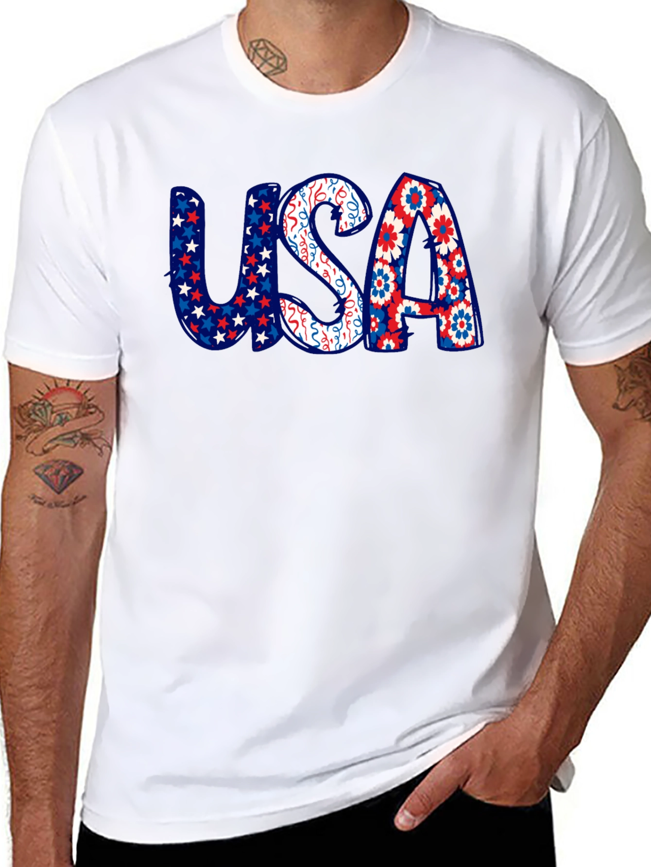 USA Patriotic Print Graphic T-Shirt