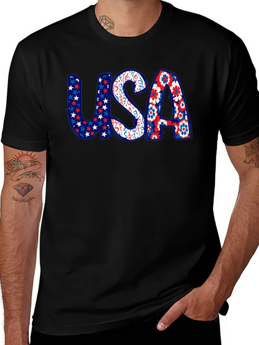 USA Patriotic Print Graphic T-Shirt