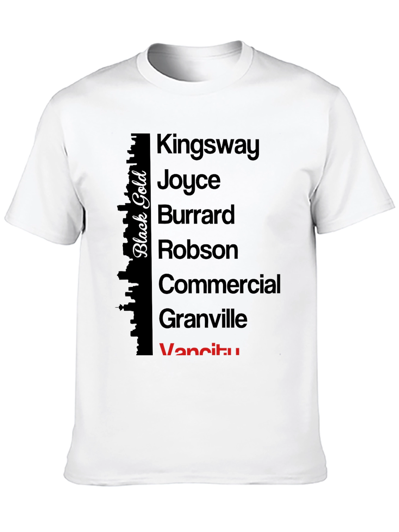 Vancouver Streets Black Cotton T-Shirt