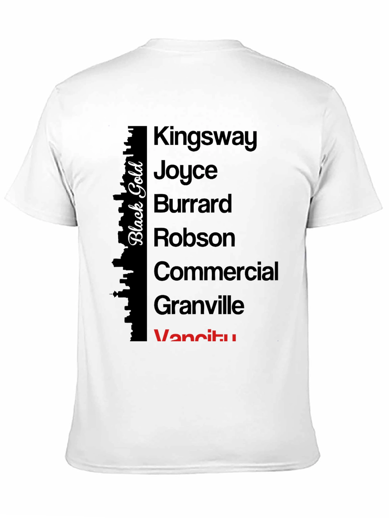 Vancouver Streets Black Cotton T-Shirt