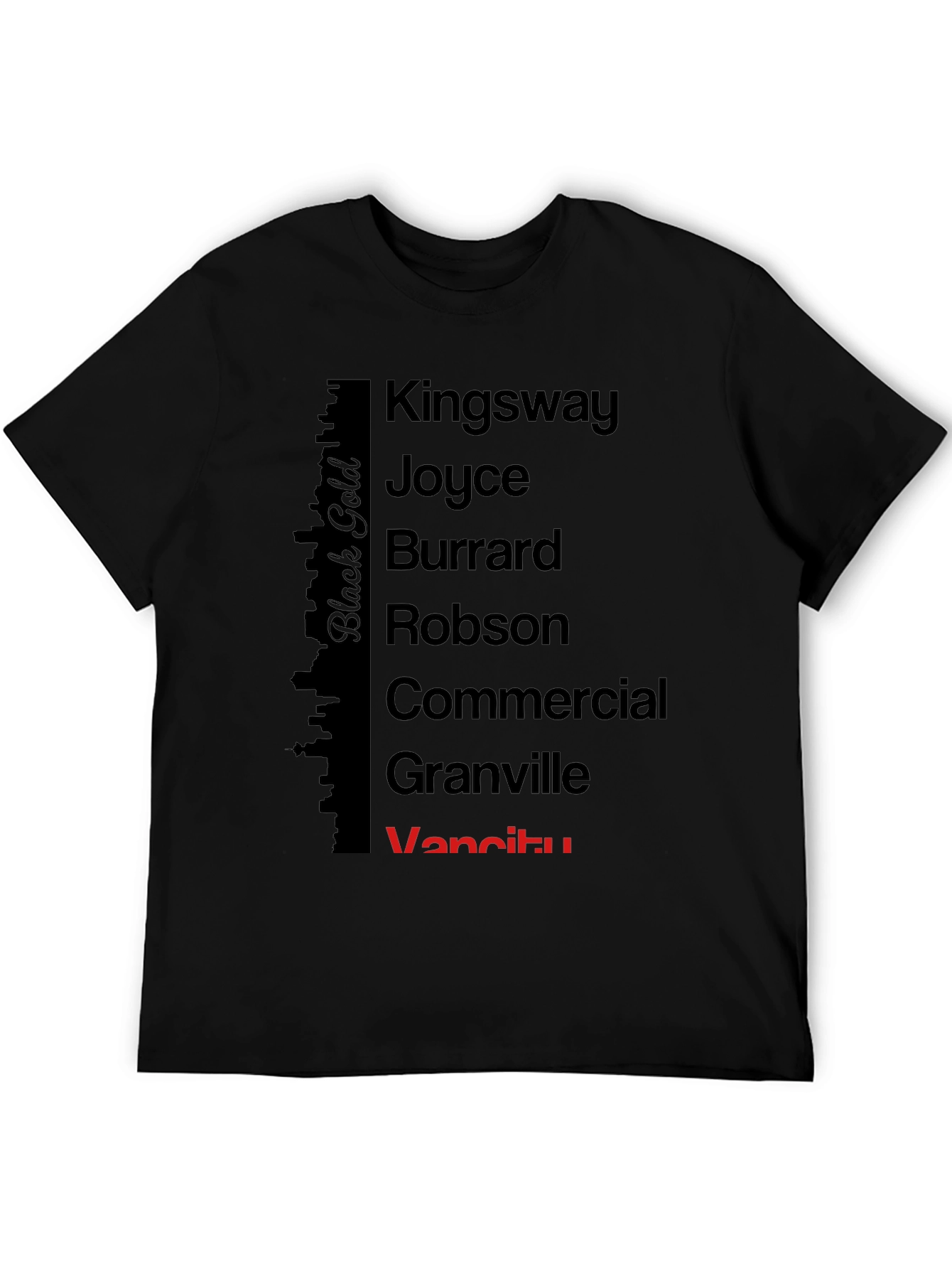 Vancouver Streets Black Cotton T-Shirt