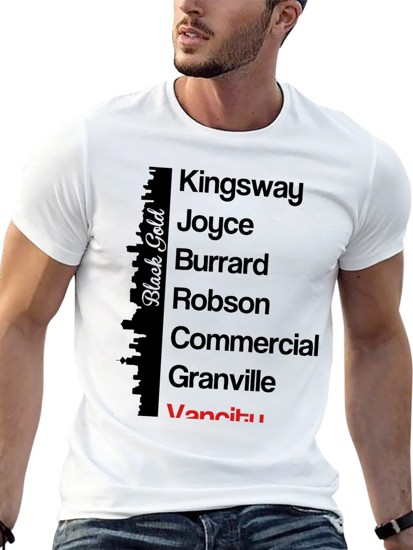 Vancouver Streets Black Cotton T-Shirt