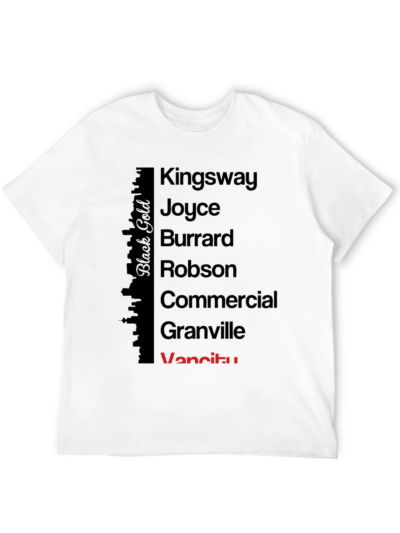 Vancouver Streets Black Cotton T-Shirt