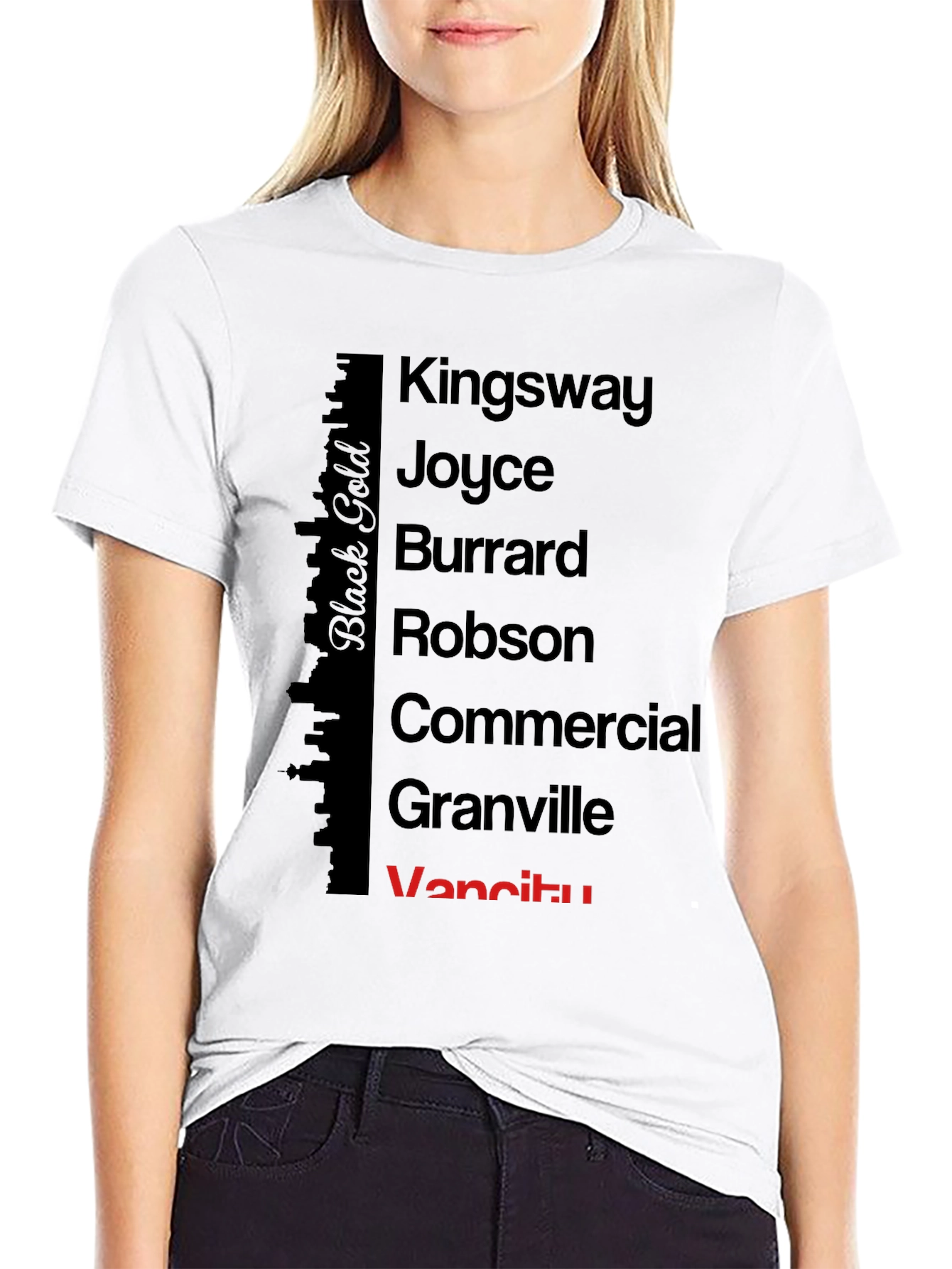 Vancouver Streets Black Cotton T-Shirt