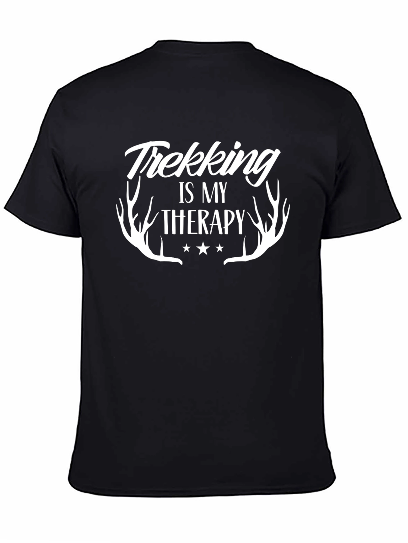 Trekking is My Therapy Black Graphic Tee