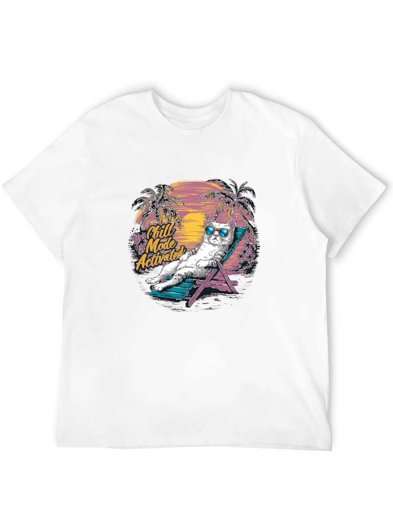 Chill Mode Activated Cat Graphic T-Shirt