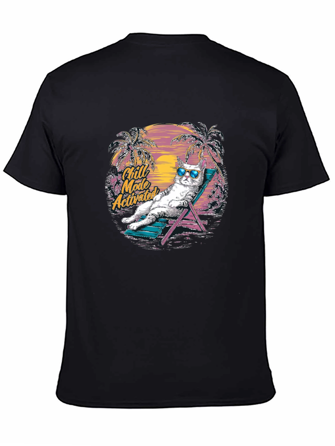 Chill Mode Activated Cat Graphic T-Shirt