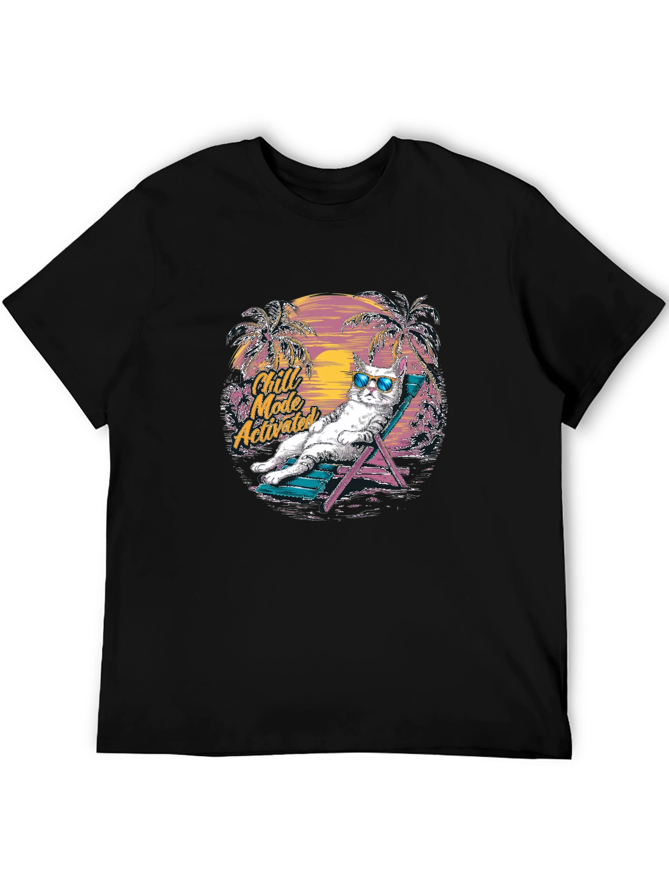 Chill Mode Activated Cat Graphic T-Shirt