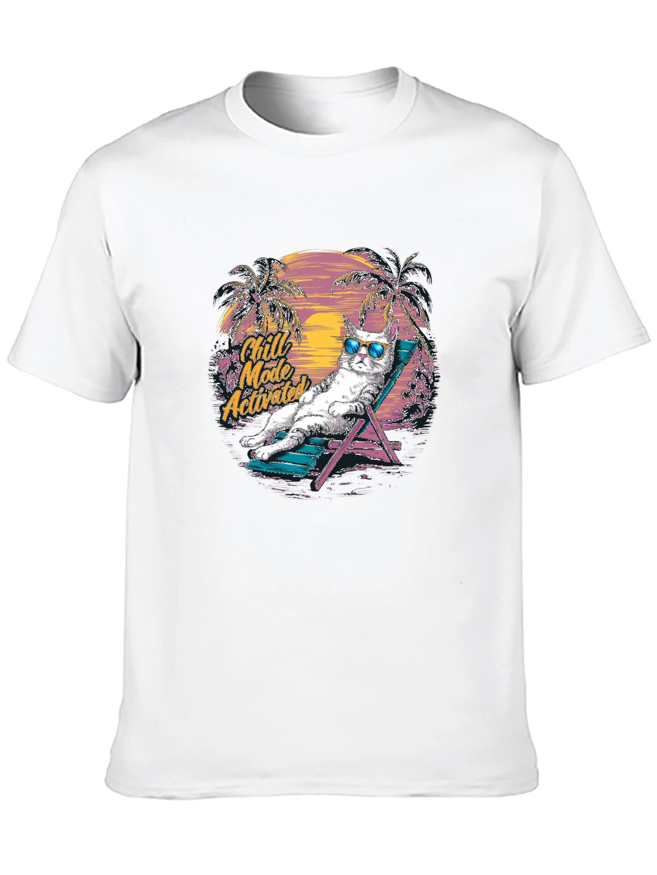 Chill Mode Activated Cat Graphic T-Shirt