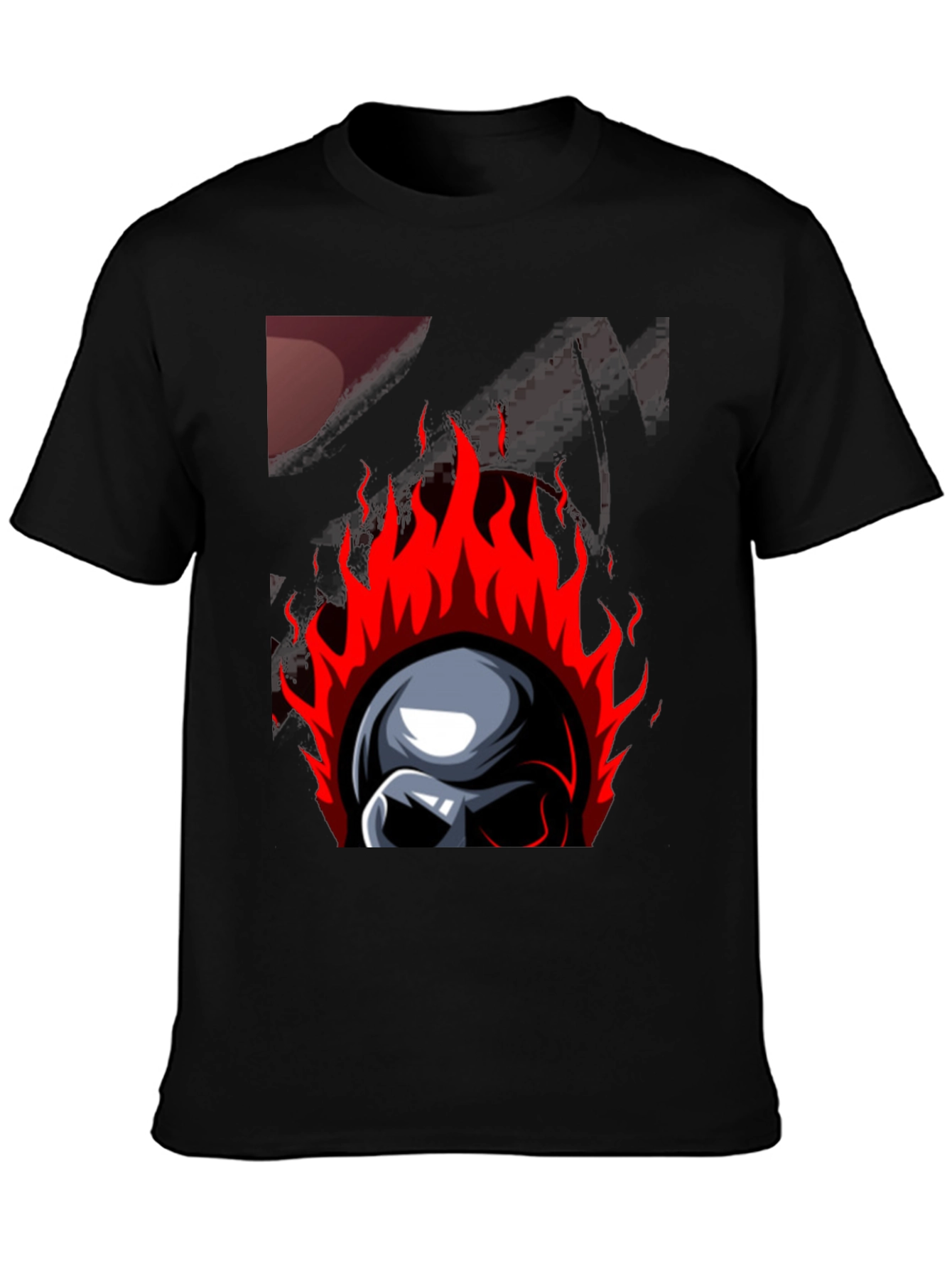 Flaming Skull Graphic Print T-Shirt