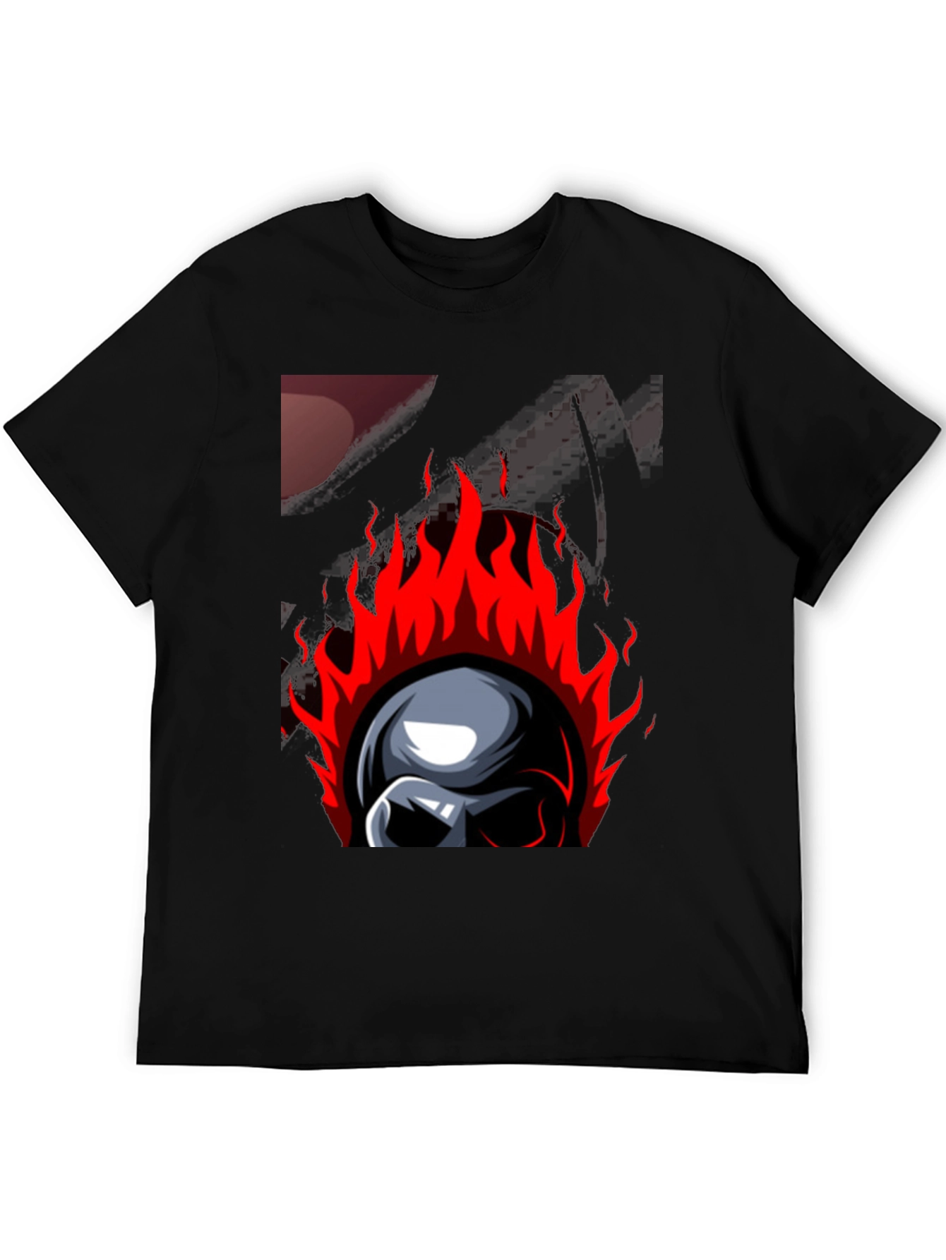 Flaming Skull Graphic Print T-Shirt
