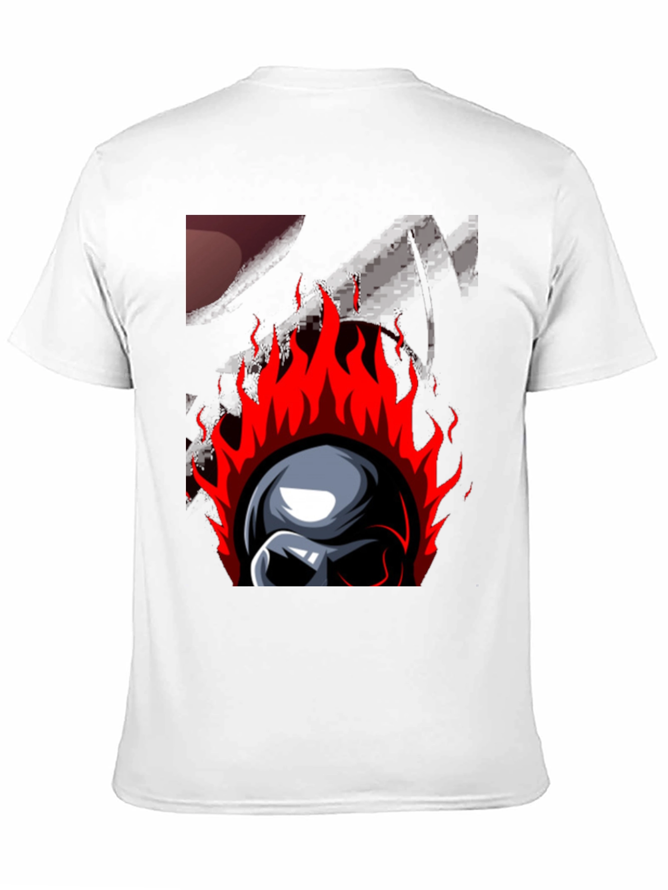 Flaming Skull Graphic Print T-Shirt