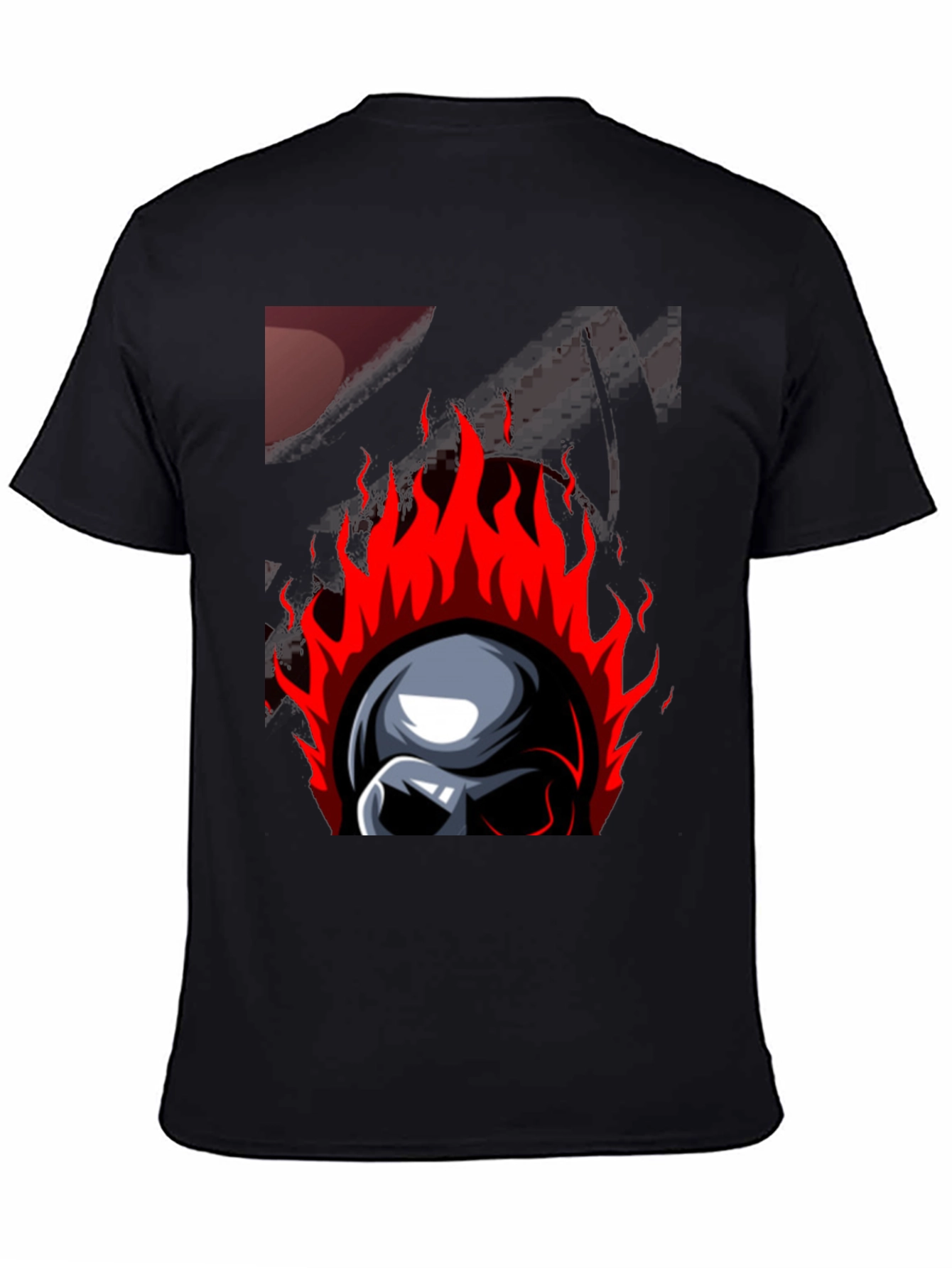 Flaming Skull Graphic Print T-Shirt