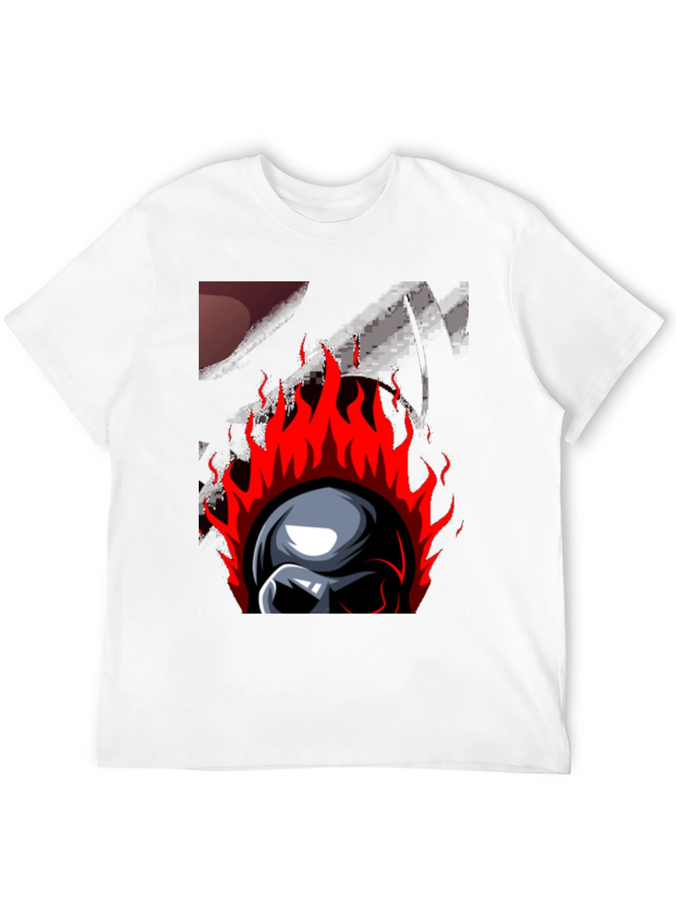 Flaming Skull Graphic Print T-Shirt