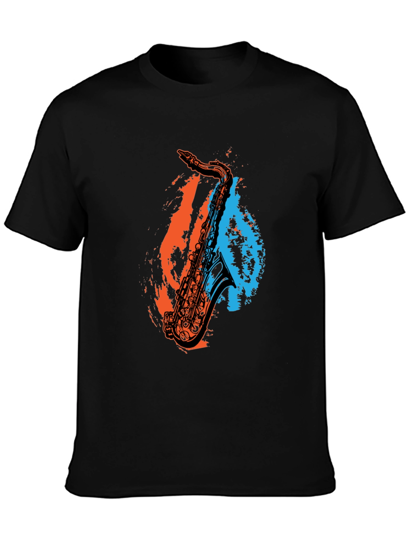 Saxophone Graphic Print Black T-Shirt