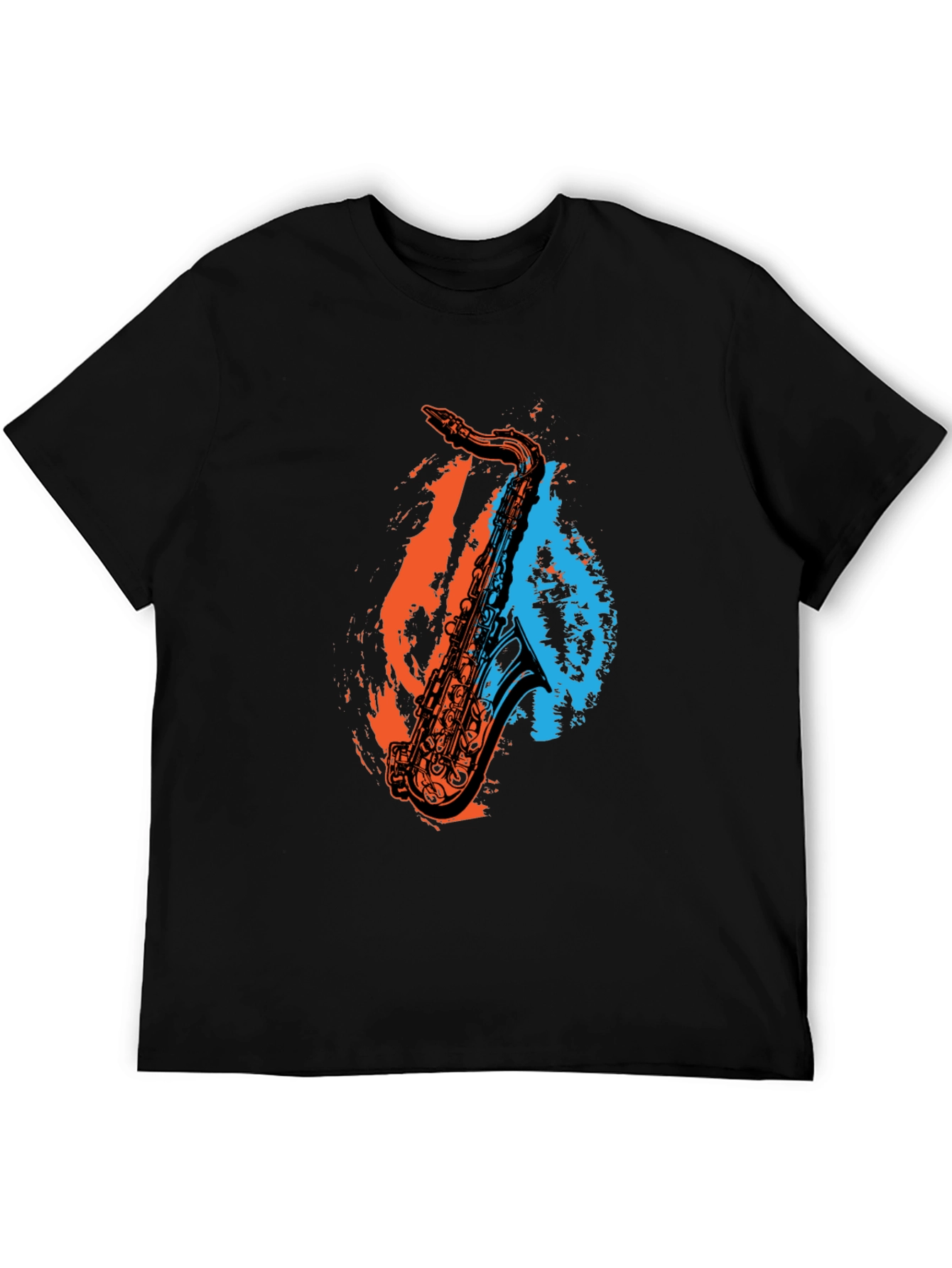 Saxophone Graphic Print Black T-Shirt
