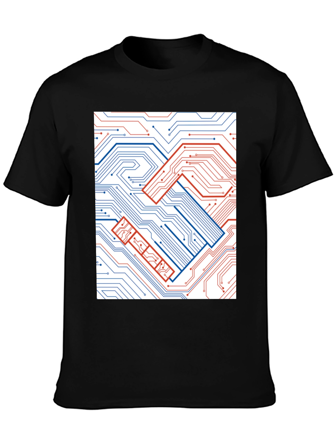 Tech Handshake Graphic T-Shirt - Modern Circuit Board Design